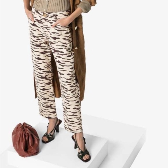 Rejina Pyo Sofia Tiger Print Straight Leg Jeans High Rise UK Size 10 / US Size 6 - Picture 3 of 15